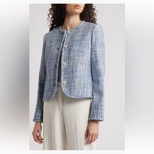 $455 Sz 14 NWT Theory Women's Blue multi woven Tweed Jacket blazer